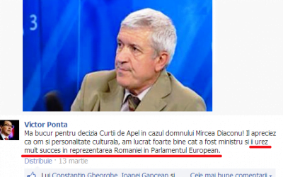 Mircea Diaconu, incompatibil in viata reala, cauta semnaturi si rol de candidat la Parlamentul European